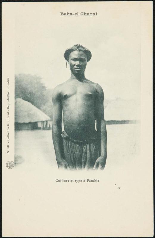 Bahr-el Ghazal. Coiffure type à Pambia