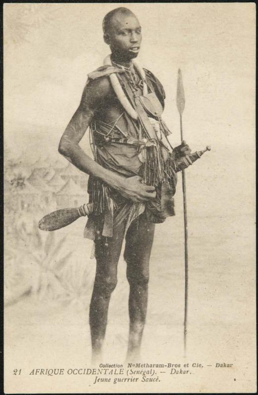 AFRIQUE OCCIDENTALE (Sénégal). - Dakar. Jeune guerrier Saucè.