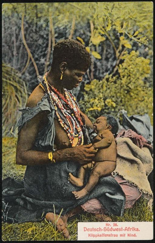 Deutsch-Südwest-Afrika. Klippkaffernfrau mit Kind.