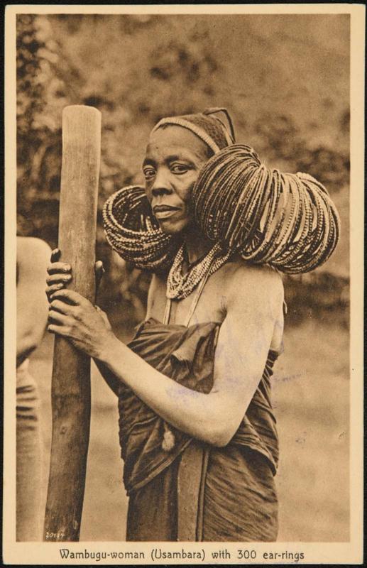 Wambugu-woman (Usambara) with 300 ear-rings