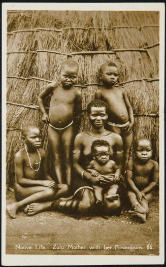 Native Life. Zulu Mother with her Piccaninies.