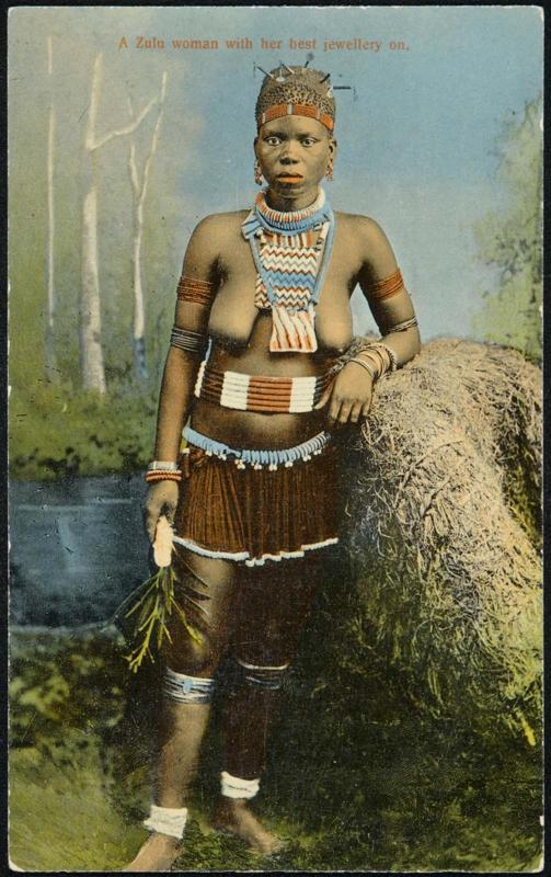 A Zulu woman with her best jewellery on.