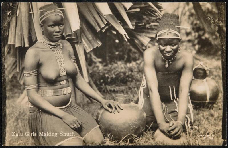 Zulu Girls Making Snuff.