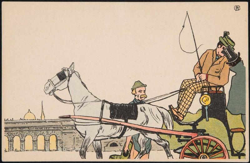 Horse drawn coach with passenger, from the series Viennese Types