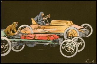 Two cars racing side by side