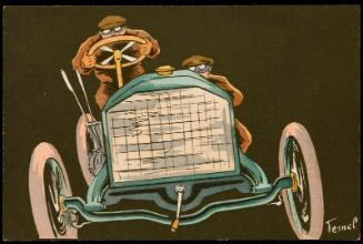 Two drivers in a speeding green car