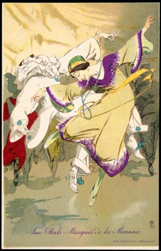 Woman in a green and purple dress dancing
