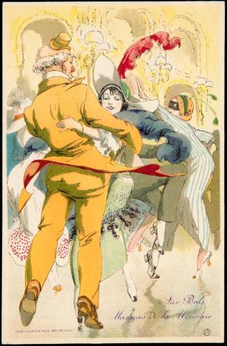 Couple in white costumes and masks dancing