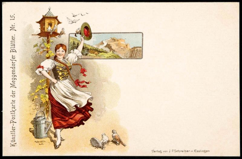 Woman waving with her hat off