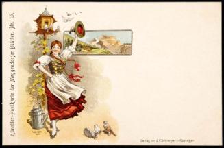 Woman waving with her hat off
