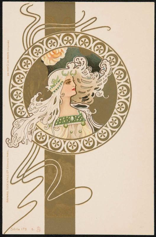 Angelic figure in a flowing dress adorned with floral decoration