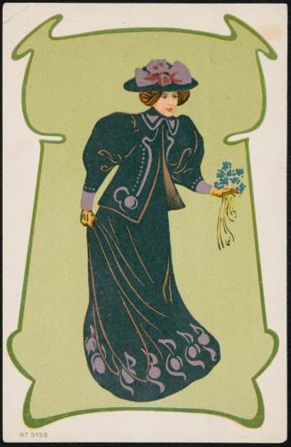 Woman in a dress holding flowers