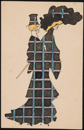 Couple in dark-colored plaid attire