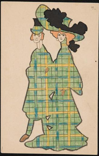 Couple in green-colored plaid attire