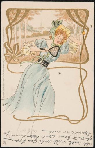 Woman playing lawn tennis