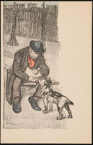 An older man with a dog