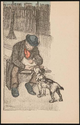 An older man with a dog