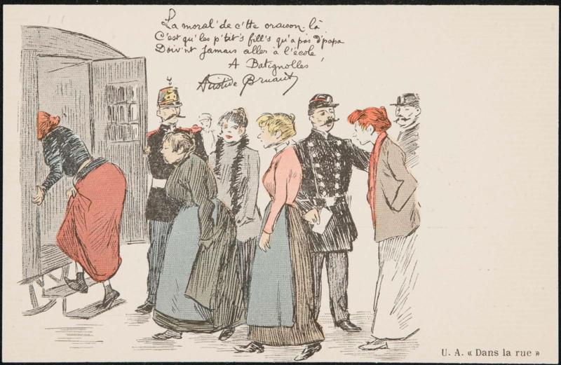 Line of women being loaded into the back of a van