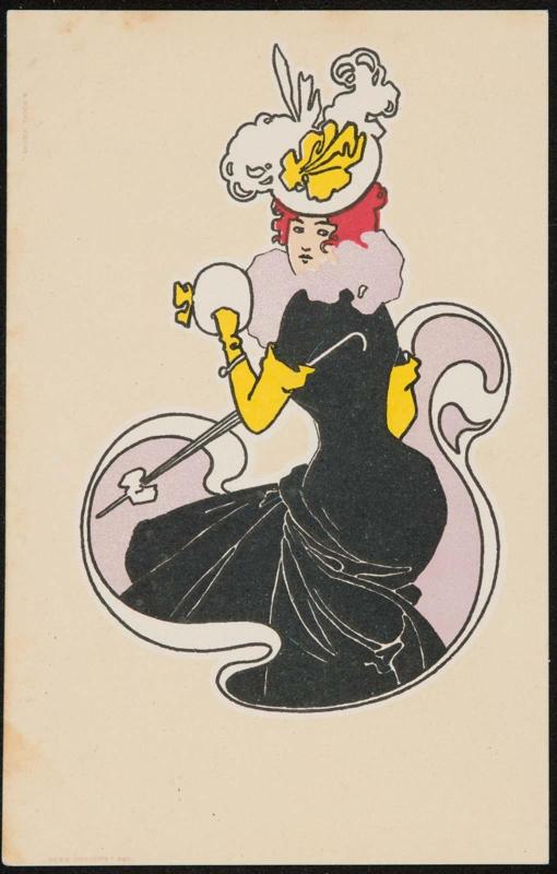 Black dress with yellow gloves