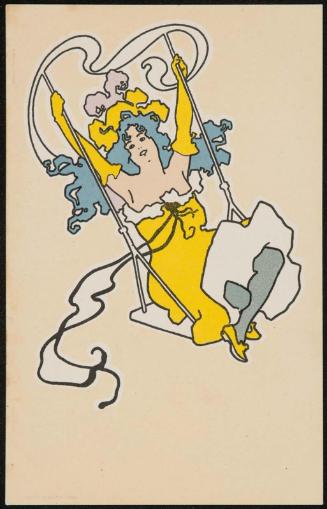 Woman in a yellow dress on a swing