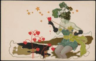 Woman piercing a heart with a fencing sword