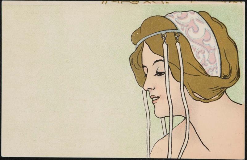 Brown-haired woman with a printed headband