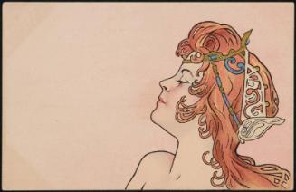 Red-haired woman with a decorative head piece