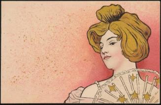 -haired woman with a fan