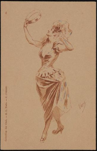 Woman playing a tambourine