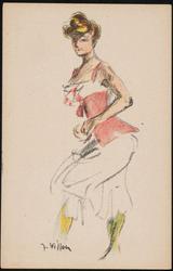 Woman in a red and white dress