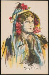 Woman with roses in her hair