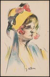 Woman wearing a yellow hat