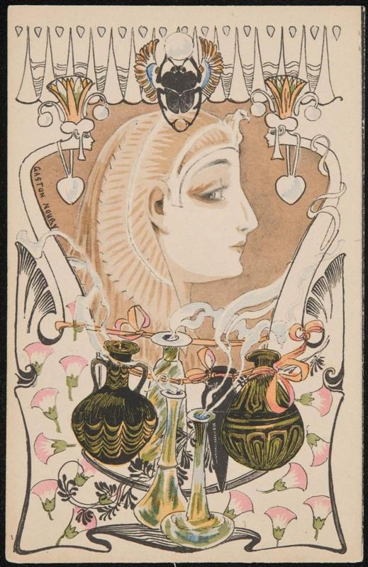 Woman and perfume bottles