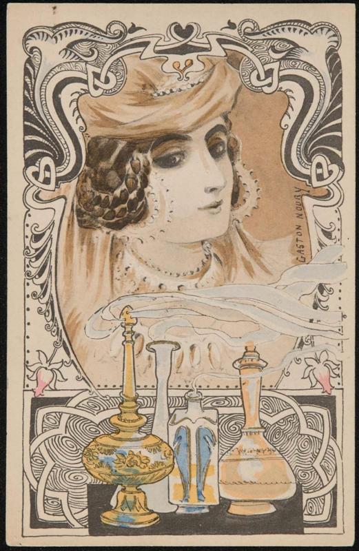 Woman and perfume bottles