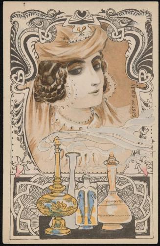 Woman and perfume bottles