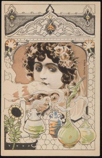 Woman and perfume bottles