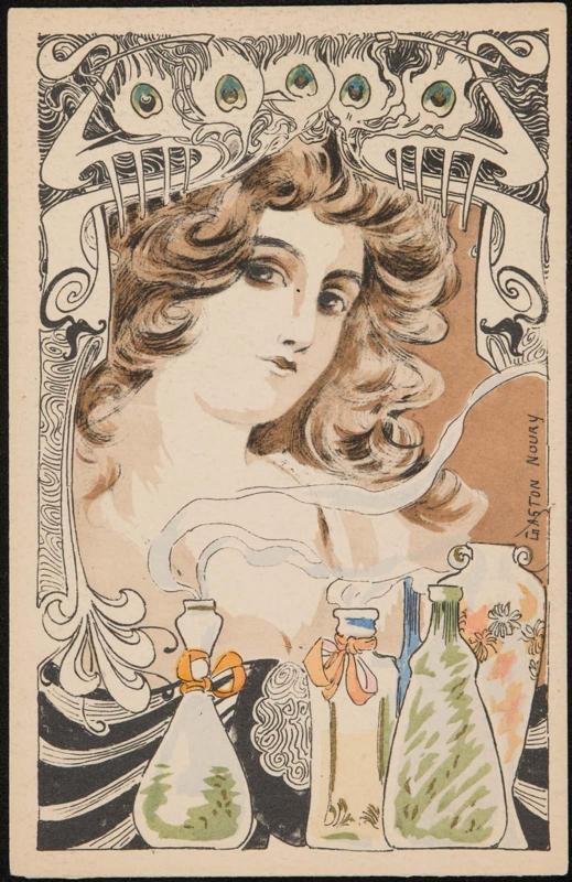 Woman and perfume bottles