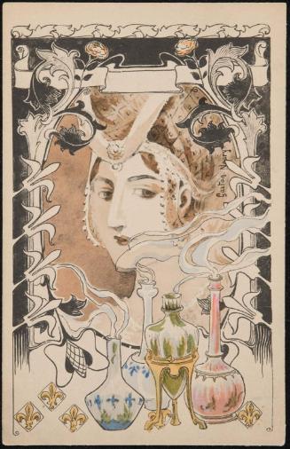 Woman and perfume bottles