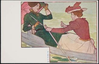 Two women in a row boat