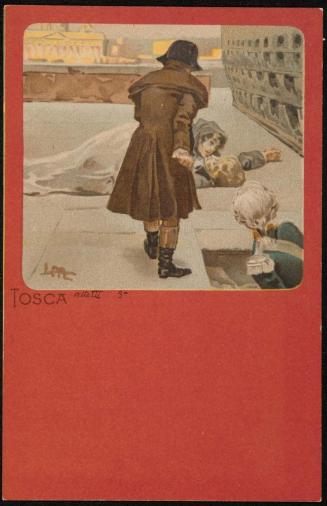 Atto III; Tosca laying over Cavaradossi's body