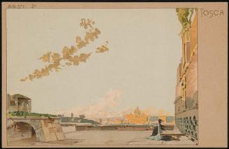 Atto 3o; Tosca and the dead Cavaradossi alone on top of the Castel Sant'Angelo