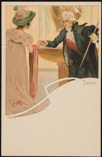 Atto 1; Scarpia offering holy water to Tosca