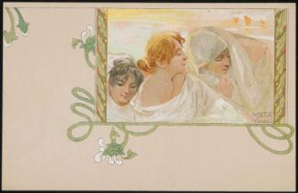 Three woman with flowing white dresses