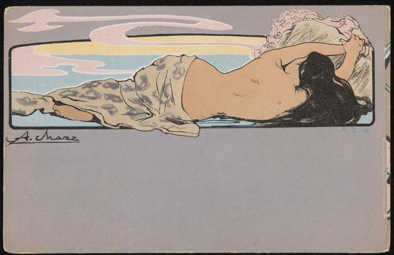 Sem-nude woman lying on the beach