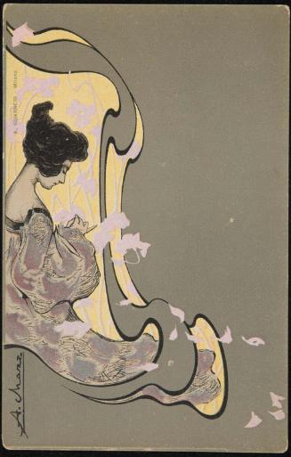 Woman in a purple and black dress