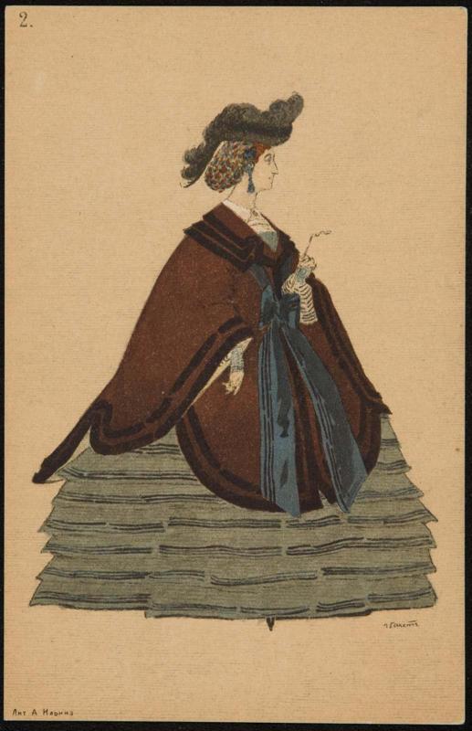 Woman in a black dress and brown overcoat