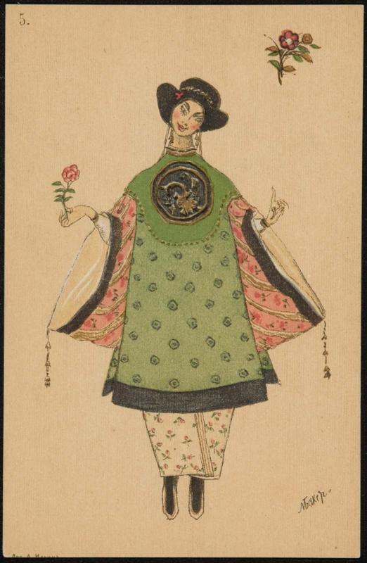 Woman in a green dress holding a rose