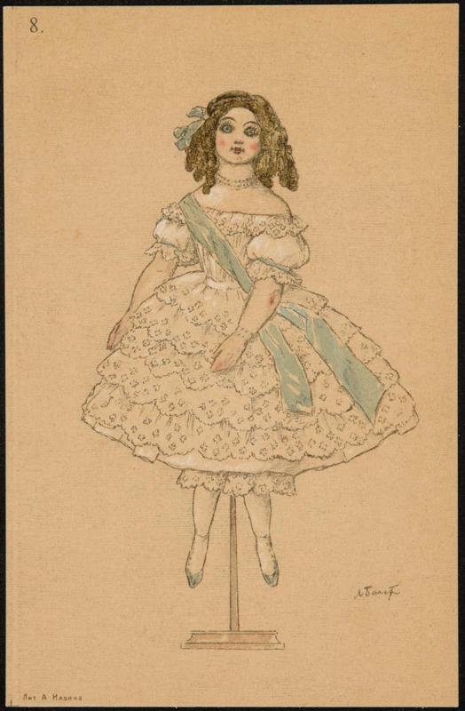 Girl in a white dress with a blue sash