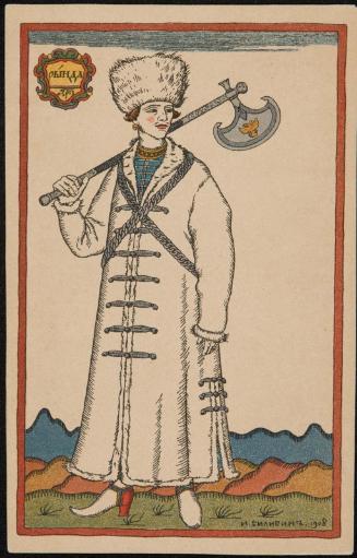 Man in white coat and fur hat