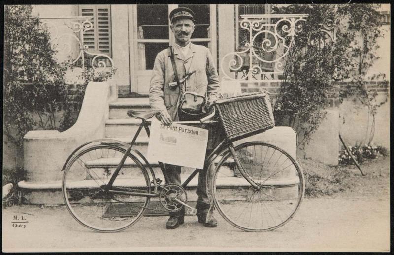 Newspaper delivery man for Le Petit Parisien